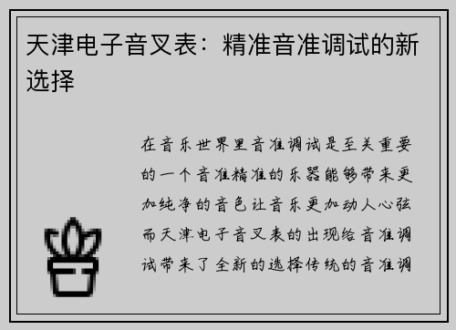 天津电子音叉表：精准音准调试的新选择
